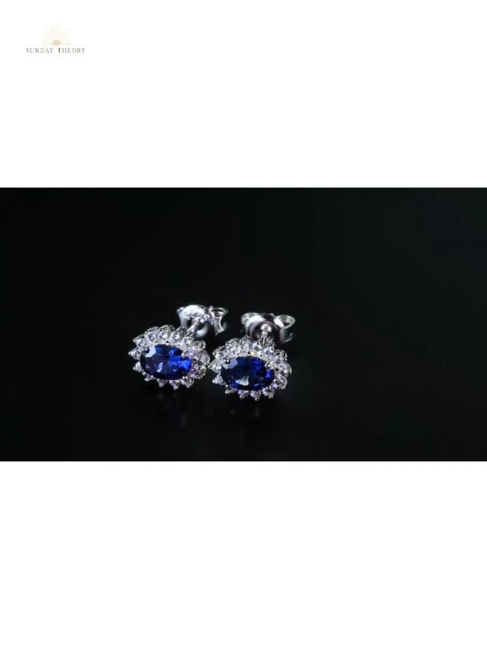 Sterling Silver Halo Engagement Ring with Created Sapphire, Oval Design,